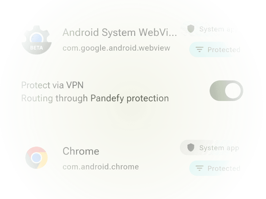 UI element showing a list of apps with allow/block controls
